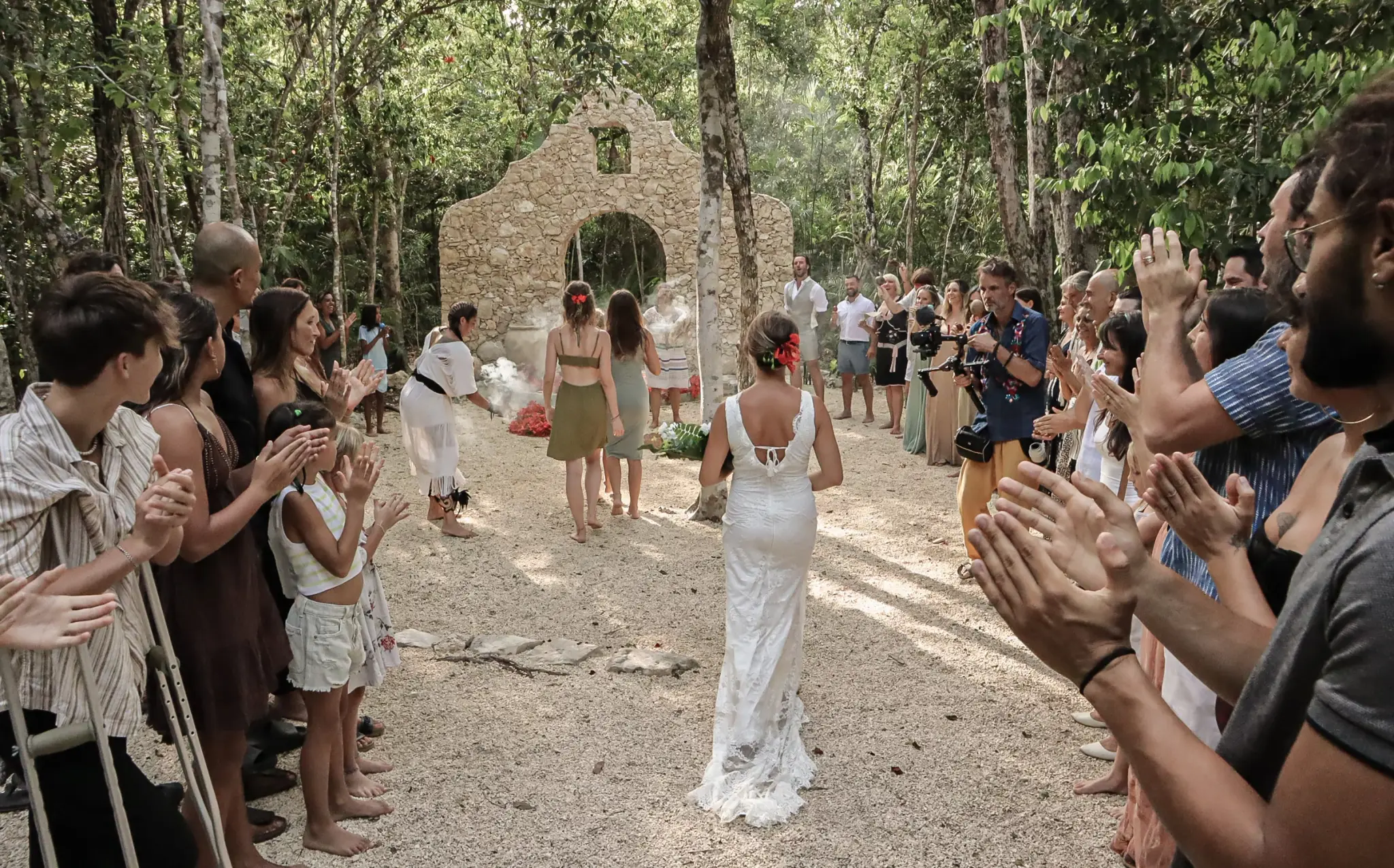 One-day wedding ceremony in the jungle chapel at Onze Xpuha, Riviera Maya