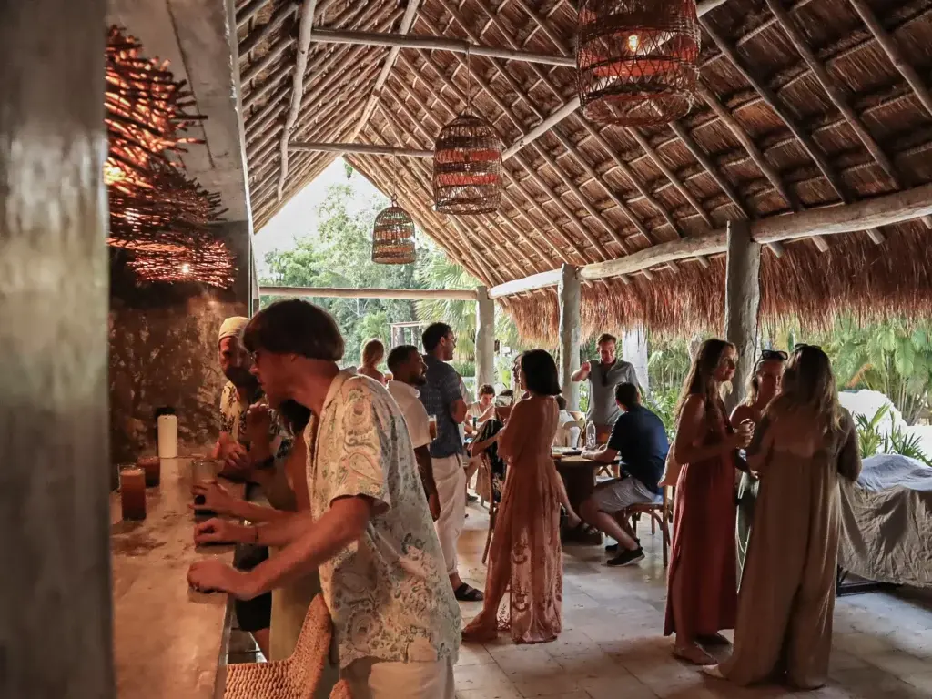 Garden bar at Onze Xpuha, evening reception space for a multi-night Wedding Weekend